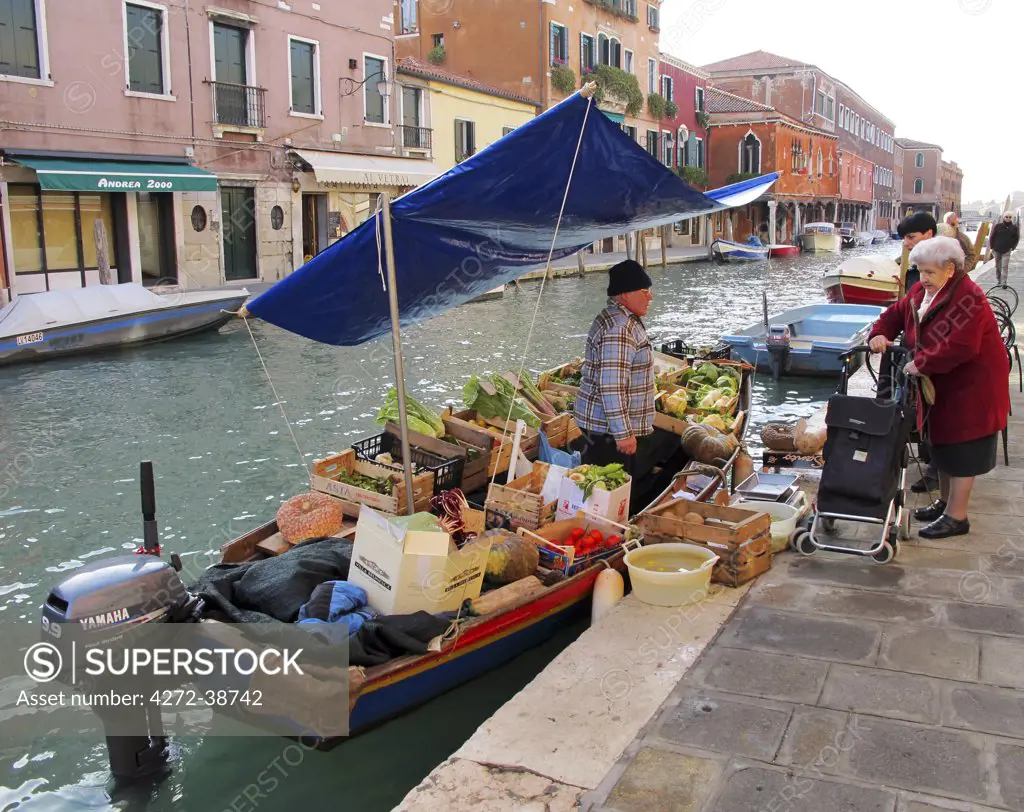 Traditional street vendor in Murano, Venice, Veneto region, Italy