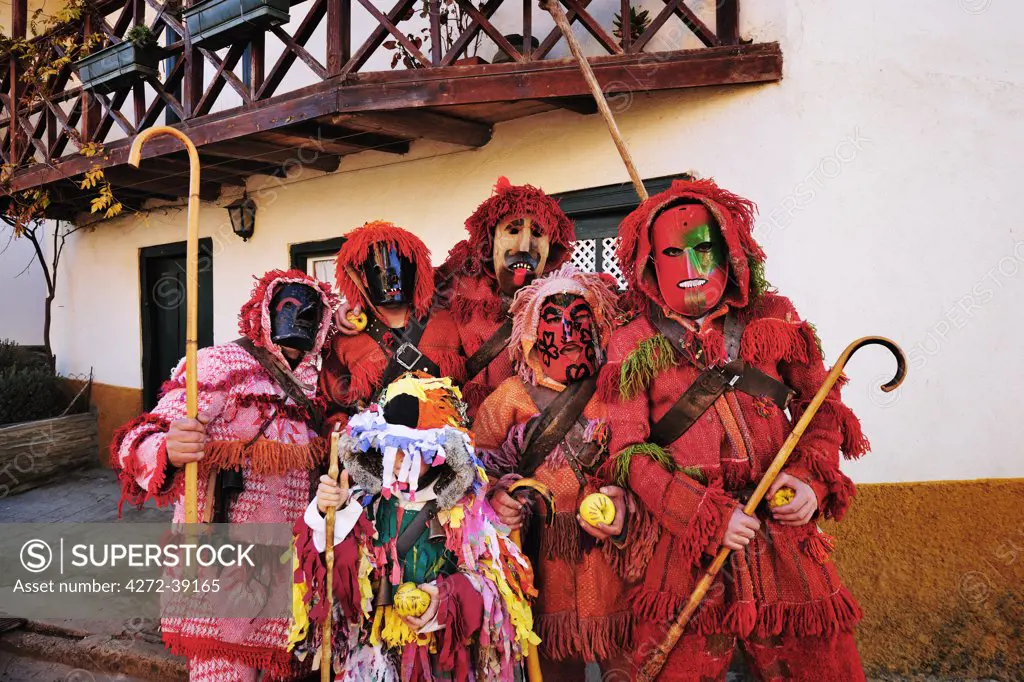 Medieval traditional masks used during the Winter Festivities. Grijo de Parada, Tras-os-Montes, Portugal