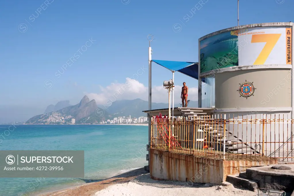 South America, Rio de Janeiro, Rio de Janeiro city, Ipanema, Posto 7 lifeguard station on Ipanema beach