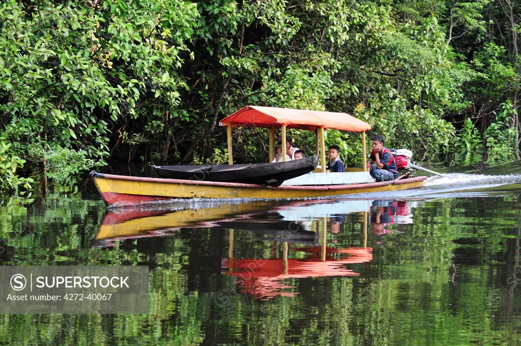 Ferry on the Amazon River, near Puerto Narino, Colombia