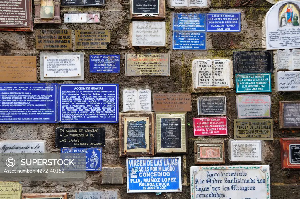 Plaque on an outside wall, Las Lajas, Colombia, South America