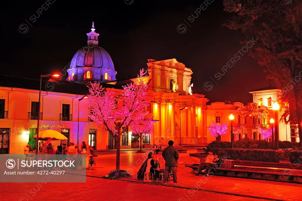 Christmas lights at Plaza Caldas, Popayan, Colombia, South America