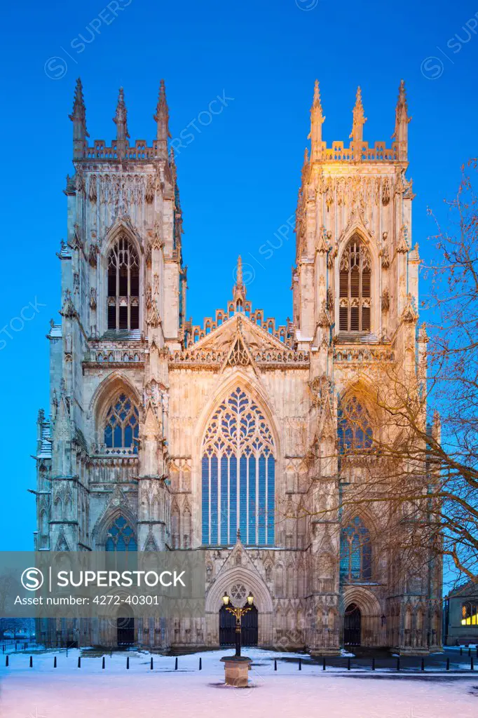United Kingdom, England, North Yorkshire, York. The West Face of York Minster in Winter.