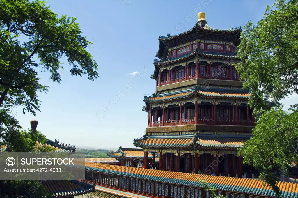 Tower of Buddisht Incense on Longevity Hill and Kunming Lake, The Summer Palace, Yihe Yuan, Beijing, China