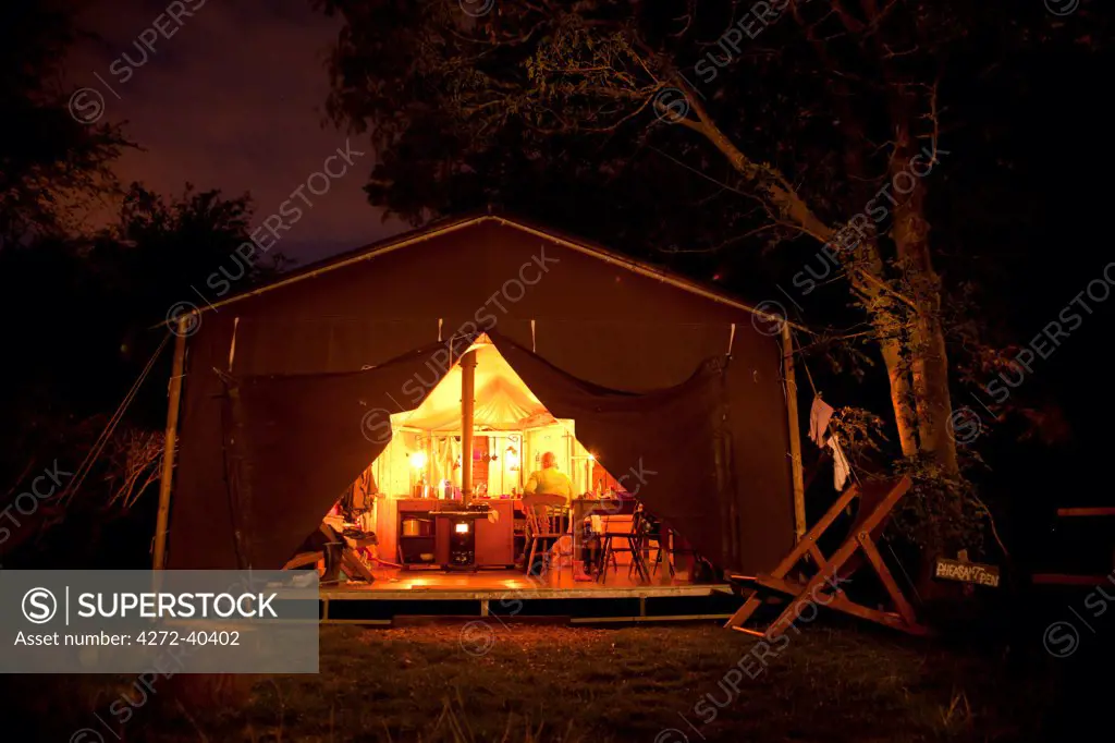 Bedfordshire, England. A summer summer evening whilst glamping.