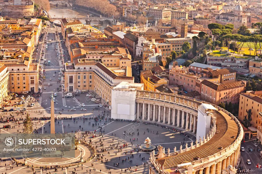 Cityscape from dome, St peters Square, Rome, Lazio, Italy, Europe.