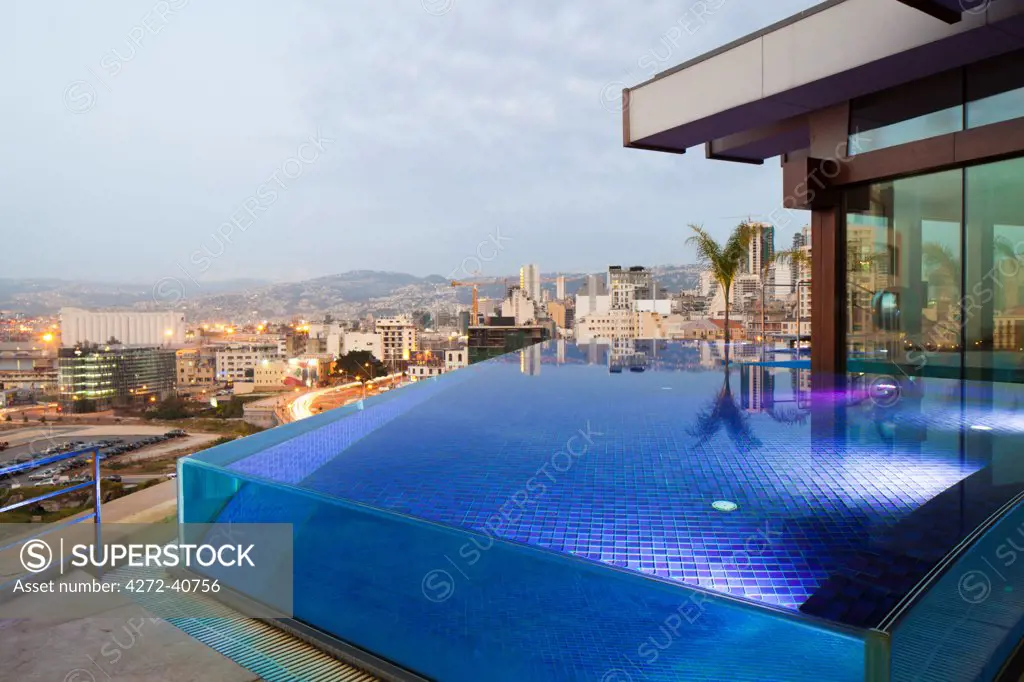 Lebanon, Beirut. The swimming pool at the Le Gray Hotel.