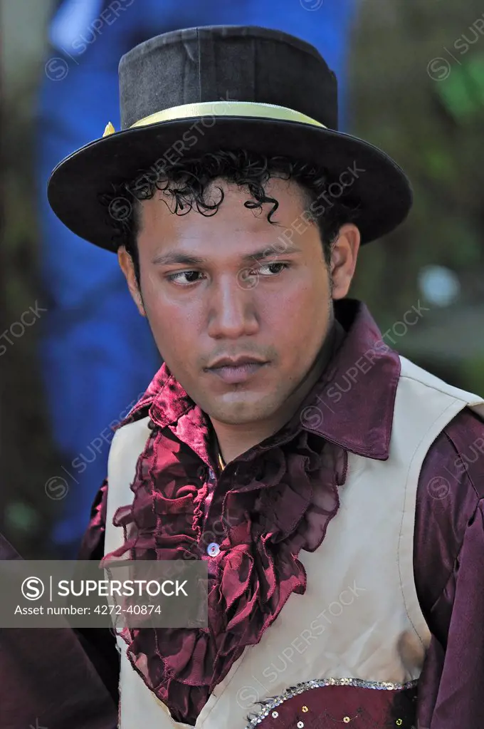 Man in traditional costume at a Fiesta, Catarina, Nicaragua, Central America,