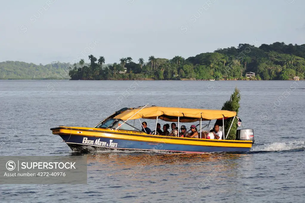 Ferry boat crossing Bocas del Toro, Isla Colon, Panama, Central America