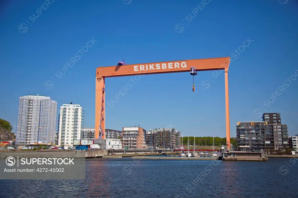 Gothenburg, Sweden. The Eriksberg crane is an industrial relic of the newly developed port area of the city.