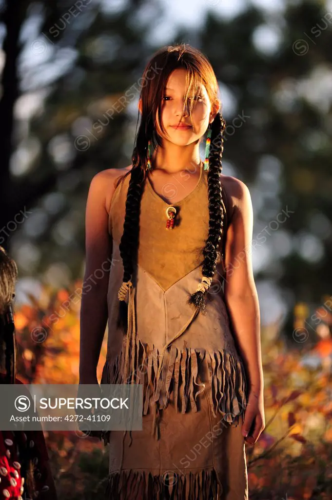 A Young Native Indian Girl, Crow Creek Sioux Tribe, South Dakota, USA MR