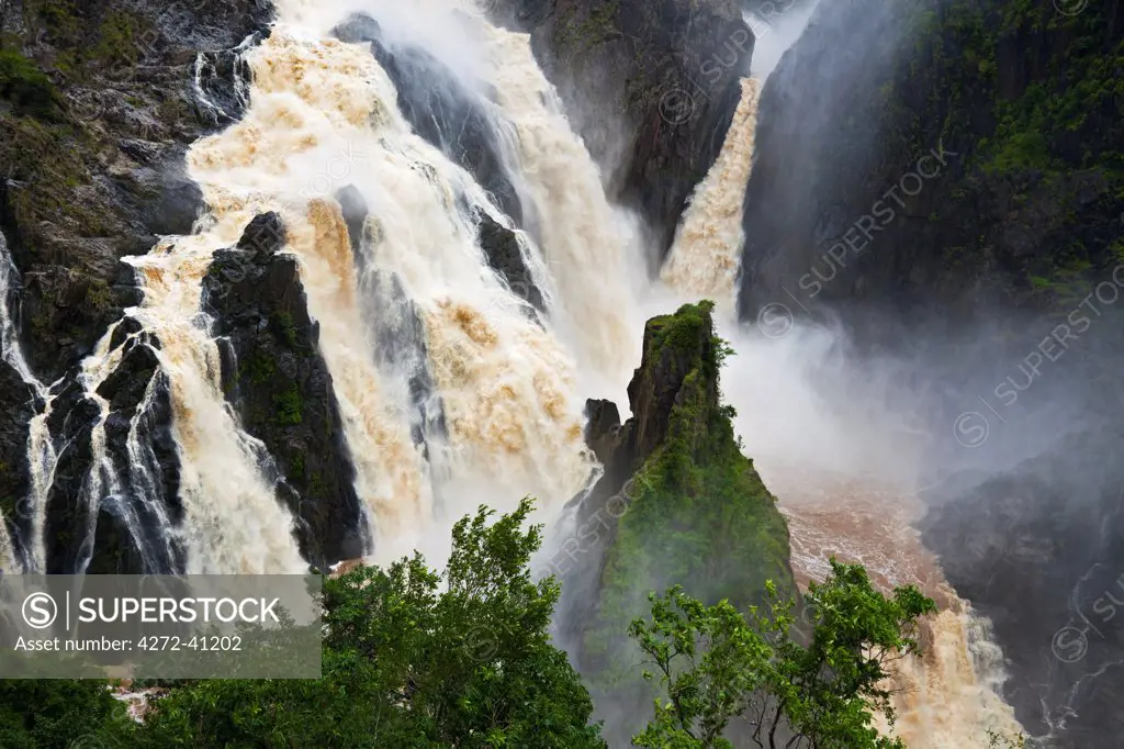 Australia, Queensland, Cairns.  Barron Falls at Kuranda, flooded during the monsoon season.