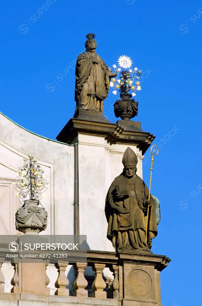 Europe, Czech Republic, Prague, facade on church of the Holy Saviour