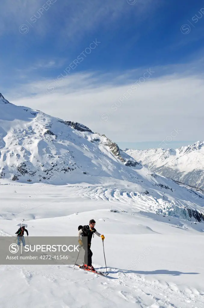 Europe, France, French Alps, Haute Savoie, Chamonix, Col du Passon off piste ski touring area MR