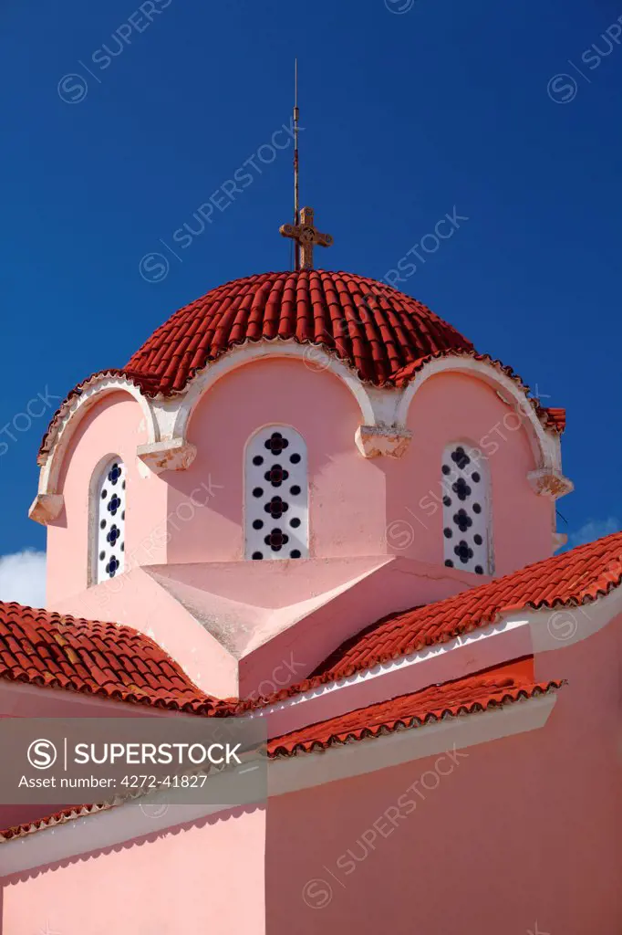 Greece, Kos, Southern Europe. Detail of church cupola in Kefalos