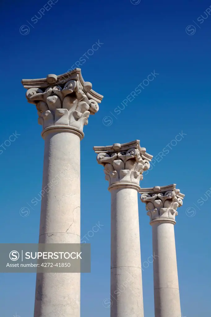 Greece, Kos, Southern Europe, Columns in the Ancient Greek city of Askleipion