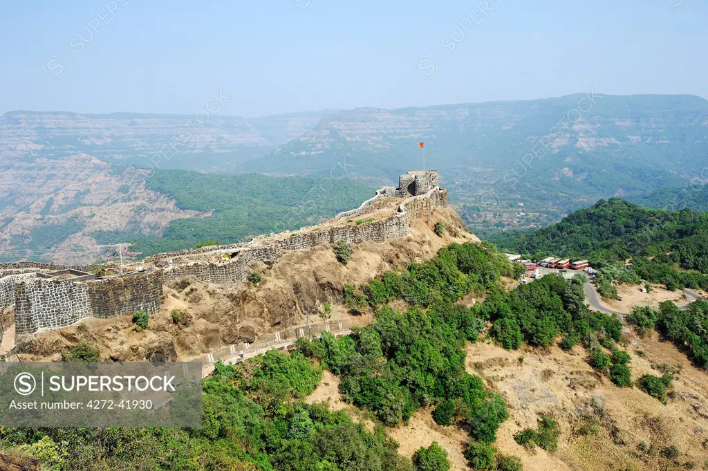 India, Maharashtra, Pratapgarh. High in the Western Ghats, Pratapgarh is one of many so called Maratha Forts built by the Marathas.
