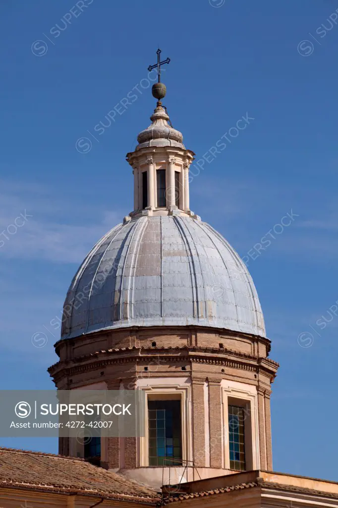 Rome, Lazio, Italy, Detail of cupola to one of the countless churches in the city centre