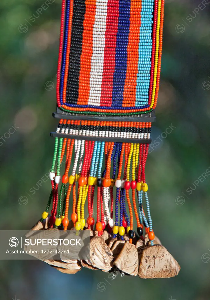 A beaded neck ornament of a married Pokot woman decorated with tortoise shells.