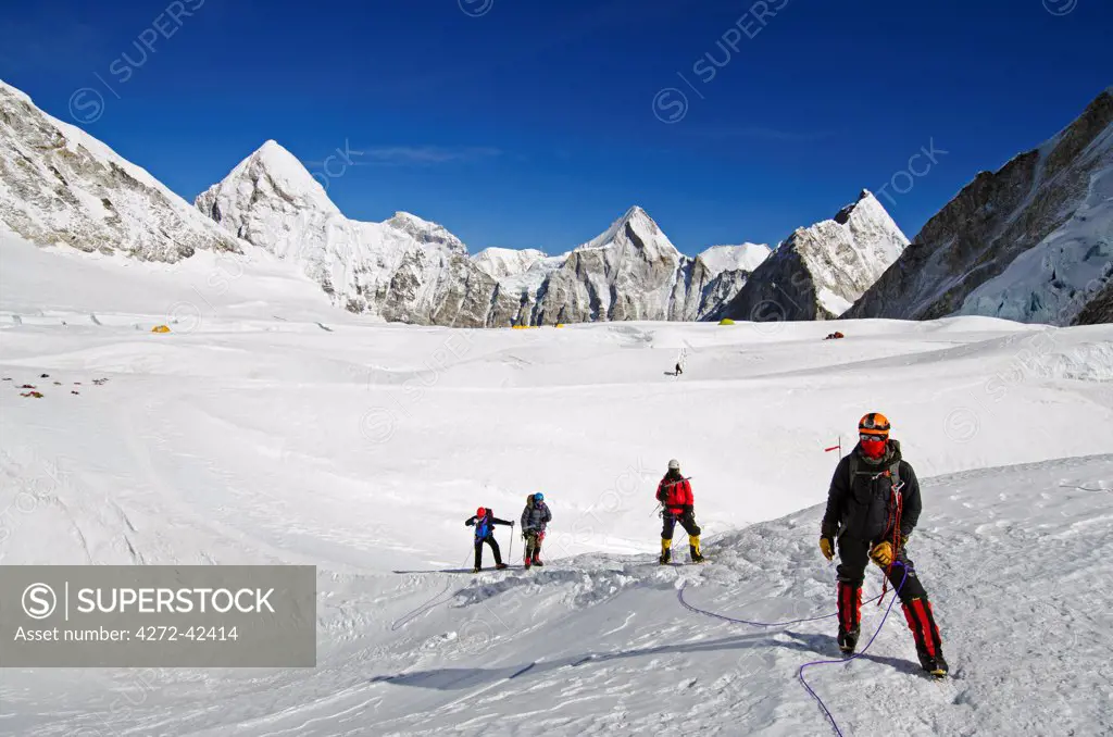 Asia, Nepal, Himalayas, Sagarmatha National Park, Solu Khumbu Everest Region, Camp 1 on Mt Everest