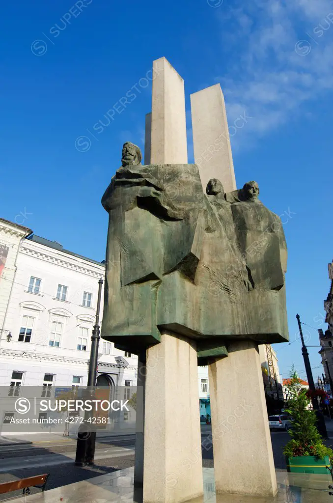 Europe, Slovakia, Bratislava, communist style memorial statue