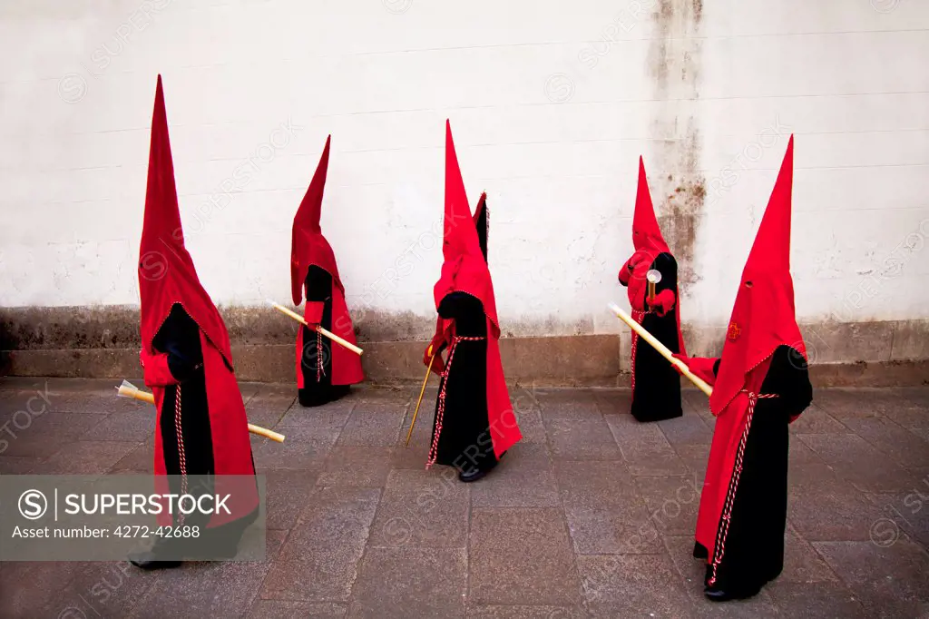 Santiago de Compostela, Galicia, Northern Spain, Nazarenos during Good Friday processions