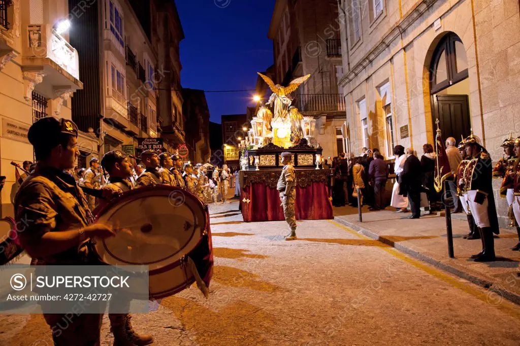 Santiago de Compostela, Galicia, Northern Spain, Band memebers during Semana Santa processions