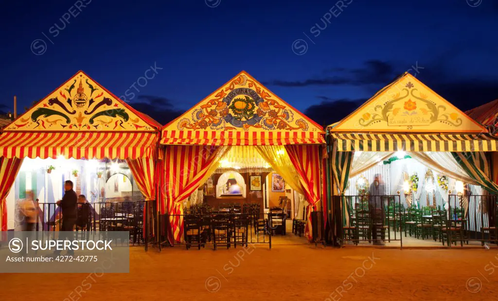 Seville, Andalusia, Spain, Stalls at the Feria de Abril