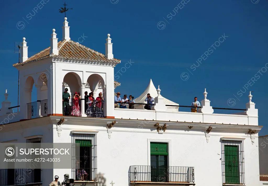 El Rocio, Huelva, Southern Spain. Detail of a typical house in the village of El Rocio, which come to life during the annual Romeria