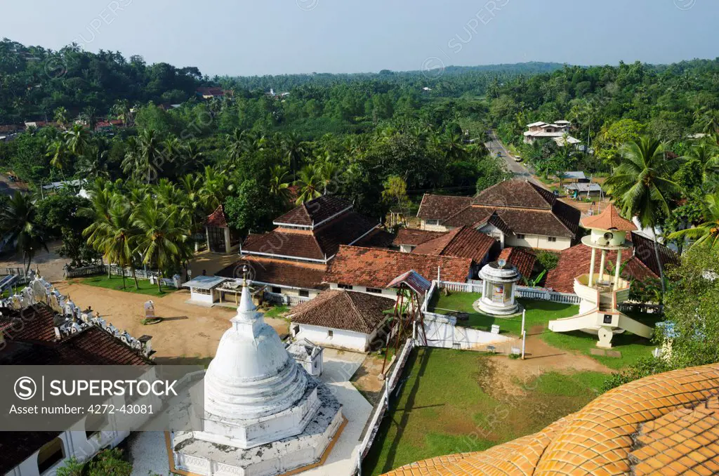 Sri Lanka, Southern Province, view from Buddha head at Wevurukannala Vihara Buddhist temple