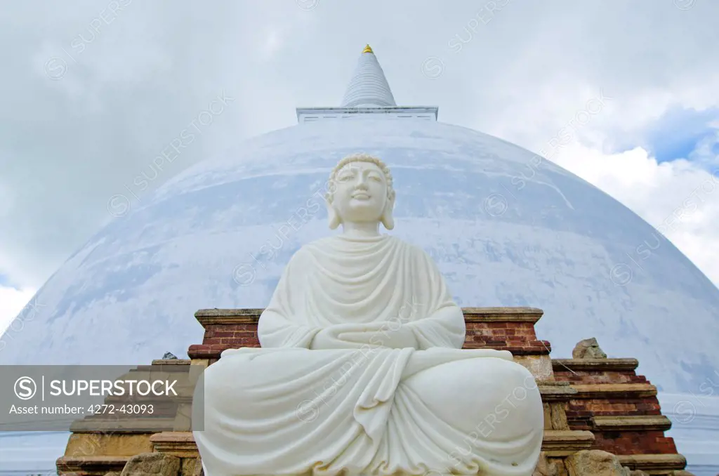 Sri Lanka, North Central Province, Anuradhapura, UNESCO World Heritage Site, buddha statue at Thuparama Dagoba,