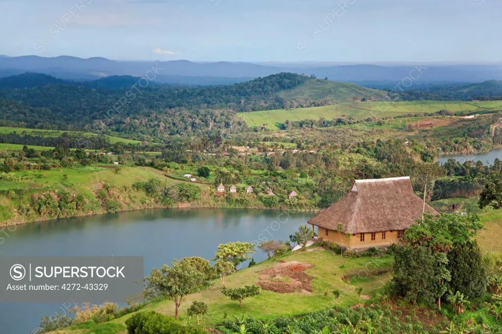 Lake Nyinabulitwa is one of the many crater lakes of volcanic origin in the beautiful Ndali Kasenda crater lakes region, south of Fort Portal, Uganda, Africa