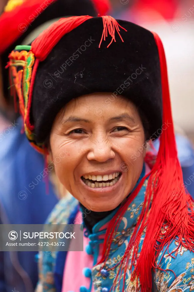 China, Yunnan, Luchun. A lady of the Hani ethnic minority in Luchun.