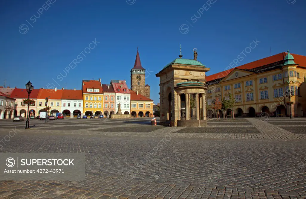 Czech Republic, Bohemia, Hradec Kralove, Jicin. The main square surrounded with recently restored historical buildings