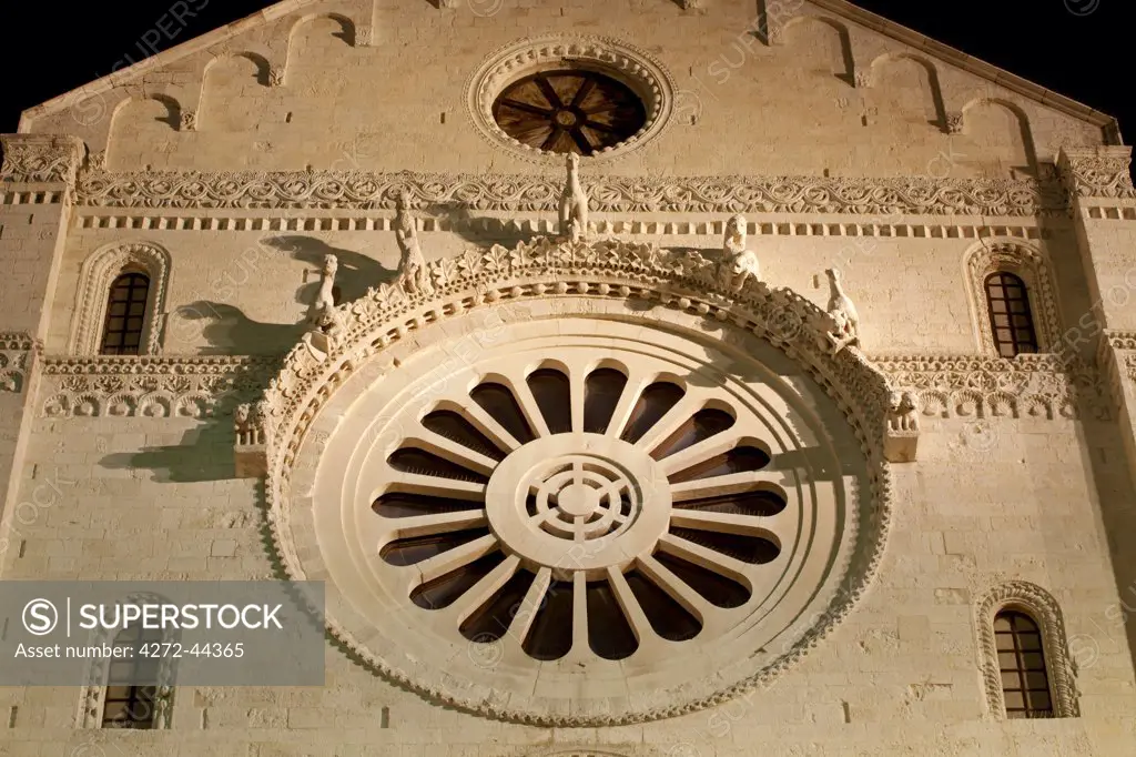 Italy, Campania, Bari. Detail of the Romanesque facade of the Basilica of San Nicola di Bari.
