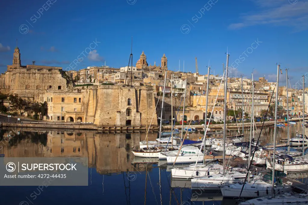 Mediterranean Europe, Malta. Yachts in the port in Vittoriosa