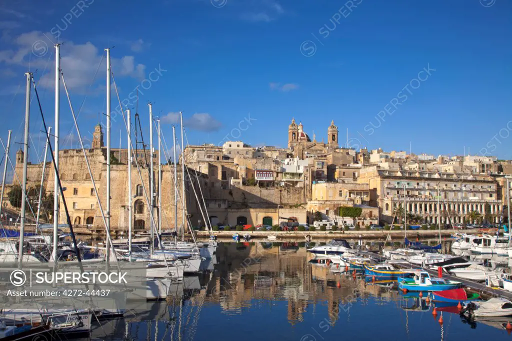 Mediterranean Europe, Malta. Yachts in the port in Vittoriosa