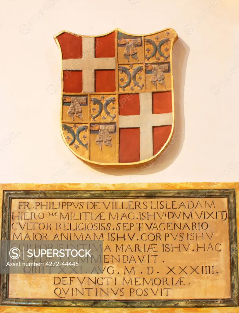 Mediterranean Europe, Malta. Coat of arms  dating back to the times of the Knights of St.Johm of Jerusalem rule in Malta, in Rabat