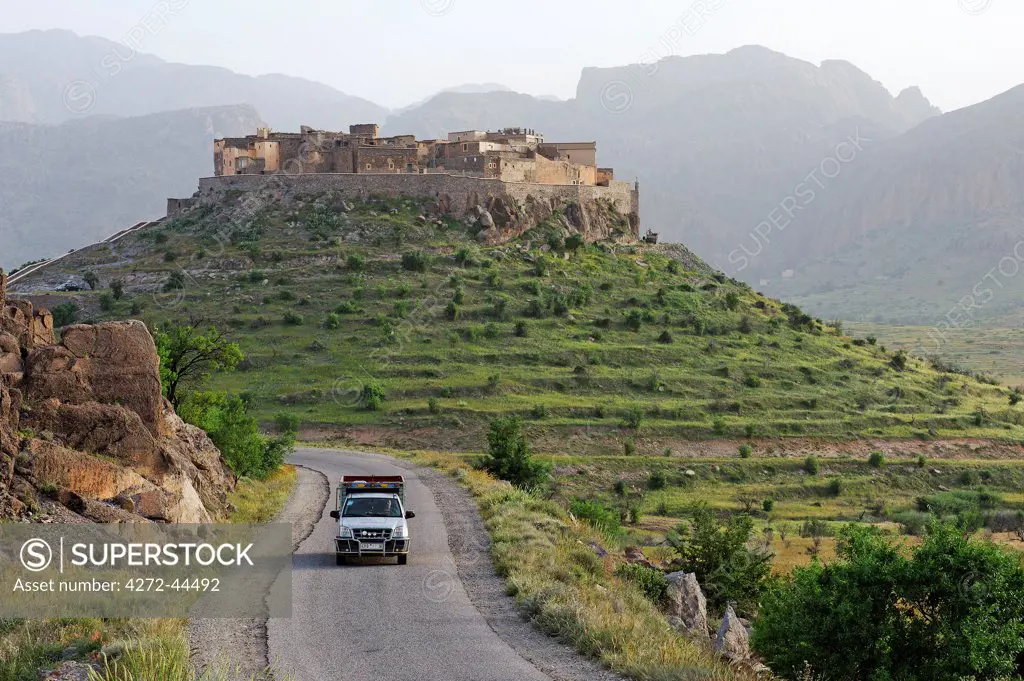 Morocco, Anti Atlas Mountains, nr. Ait Baha, Tizourgane. Kasbah Tizourgane was originally a communal fortress granary that enlarged into a village.
