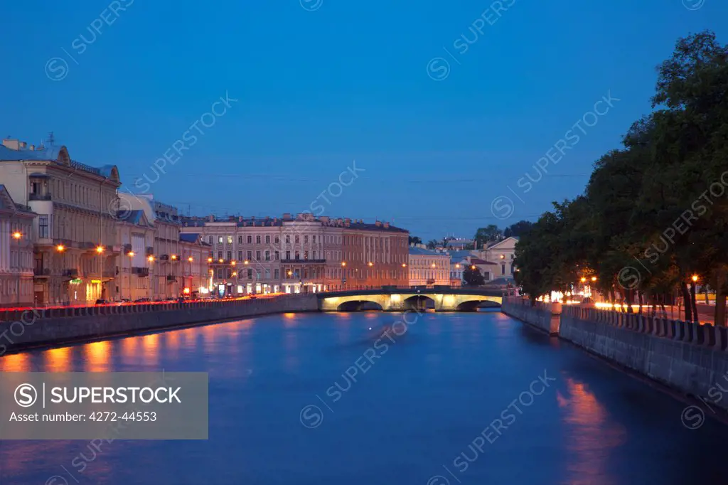 Russia, St.Petersburg. View over the Fontanka Canal during the White Nights
