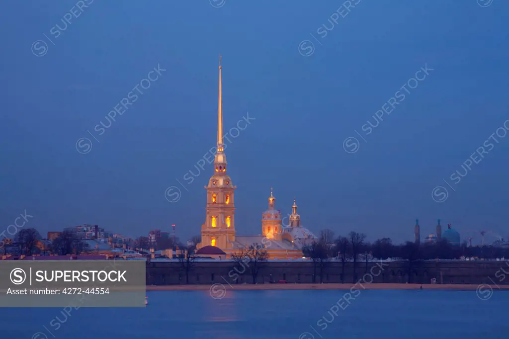 Russia, St.Petersburg. St. Peter and St.Paul Fortress during the White Nights