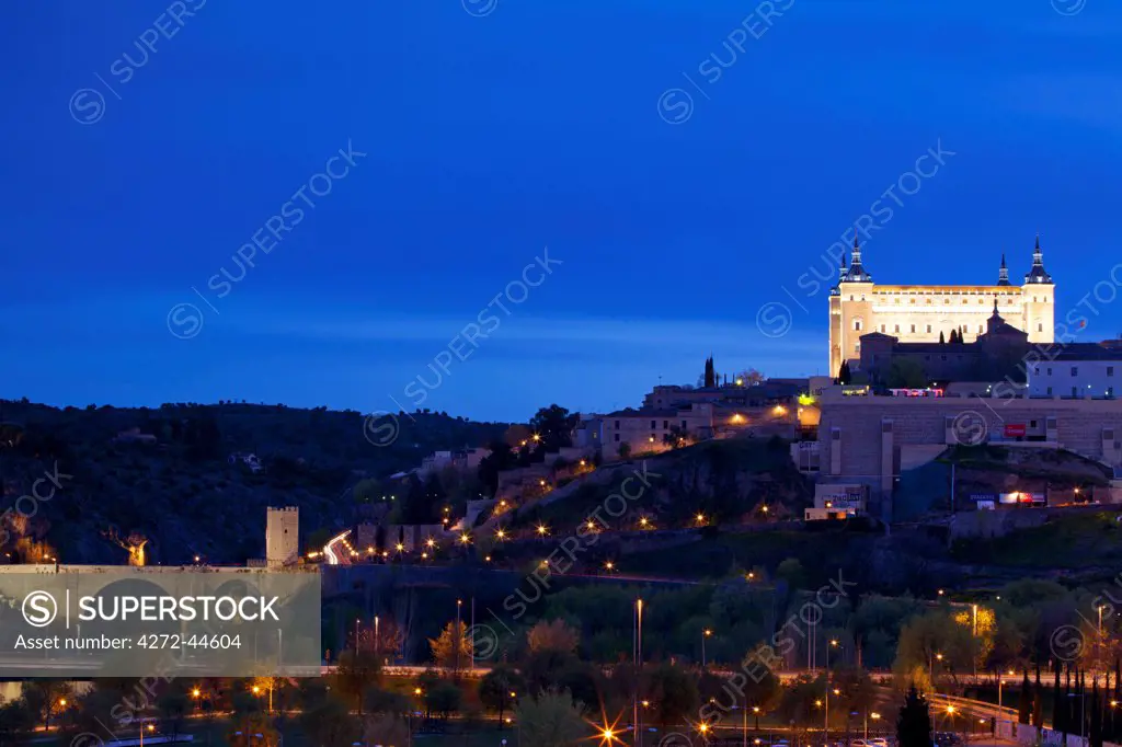 Spain, Toledo. Part of the old city with the Castle. UNESCO