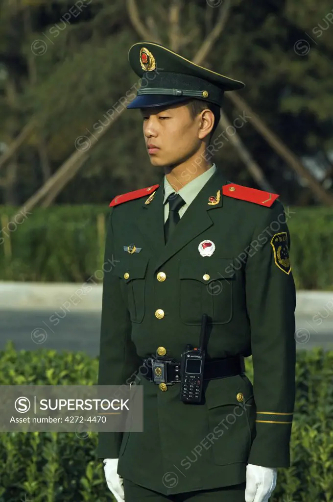 China, Beijing. A Chinese Guard in uniform.