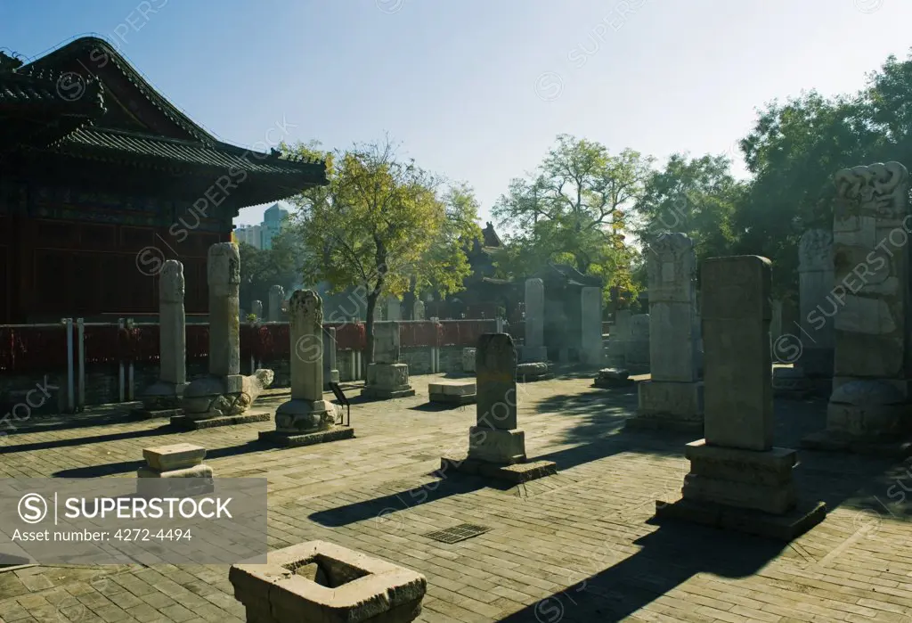 China, Beijing, Donyue temple. Inscribed steles at the Taoist temple.