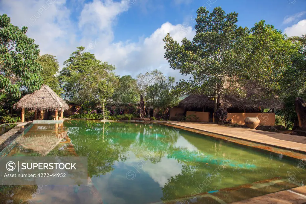 The swimming pool of Rainforest Edge, an eco friendly tourist facility near the Sinharaja Forest Reserve, Sri Lanka
