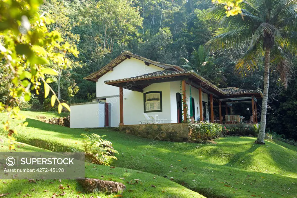 Brazil, Rio de Janeiro, Parati, a neo colonial cottage an island in Parati Bay
