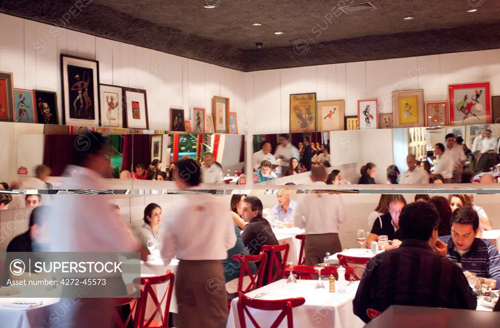 South America, Brazil, Sao Paulo state, Sao Paulo city, the dining room in the LEntrecote dOlivier bistrot restaurant in Jardins