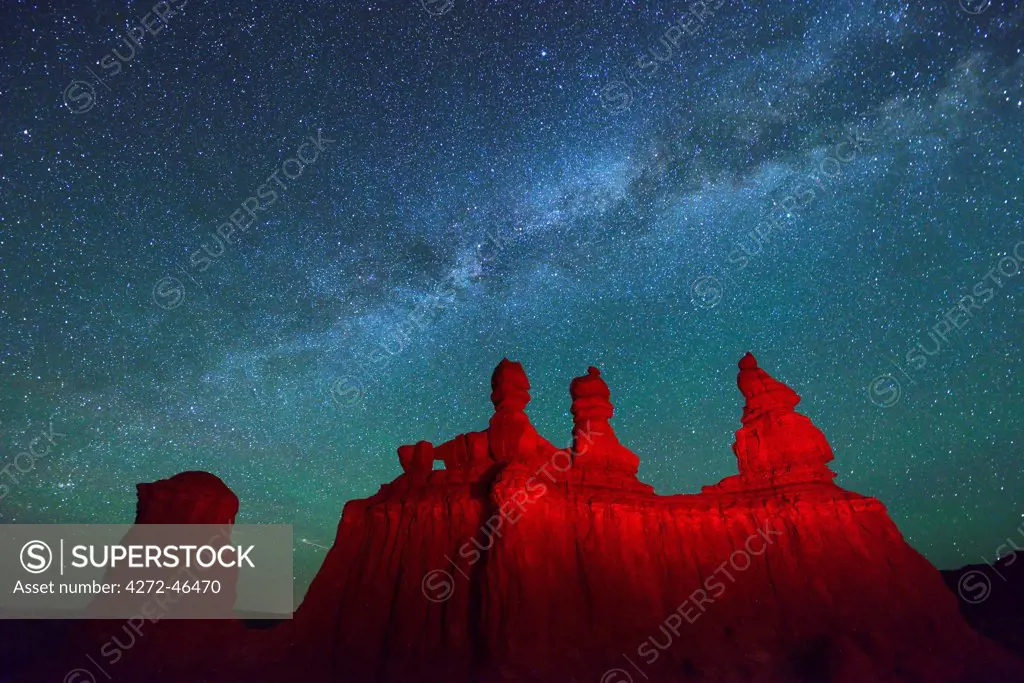 Goblin Valley State Park, night sky, Colorado Plateau,  Utah, USA