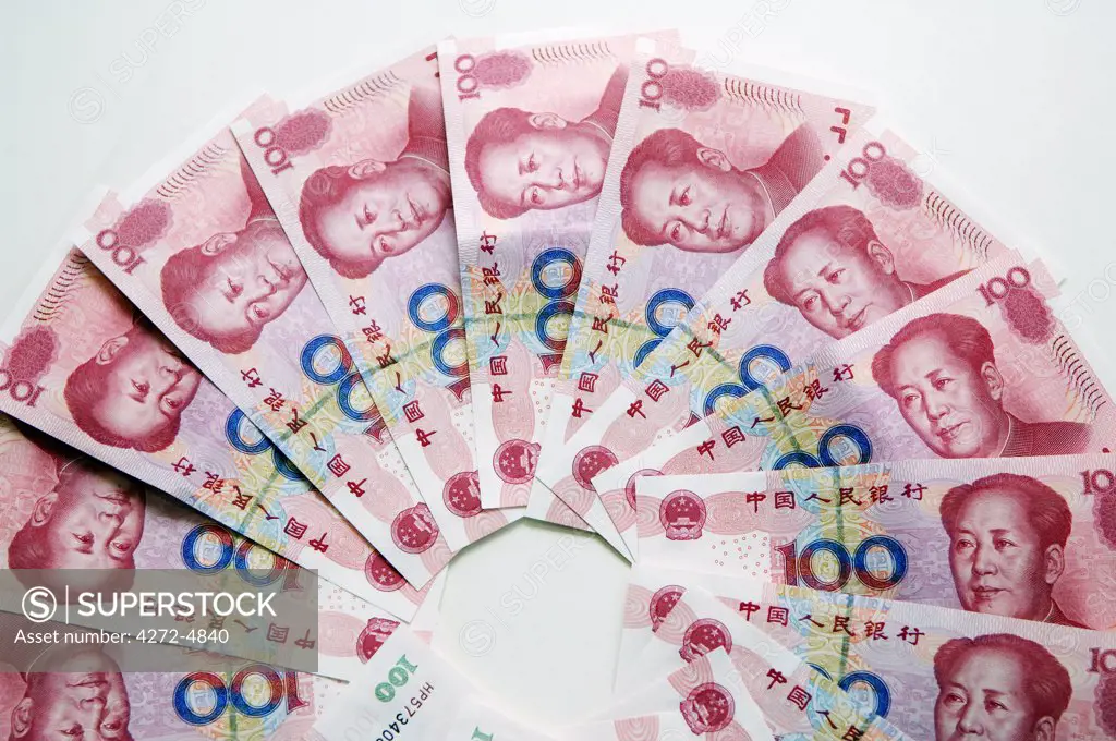 China. Chinese money 100 yuan bank notes