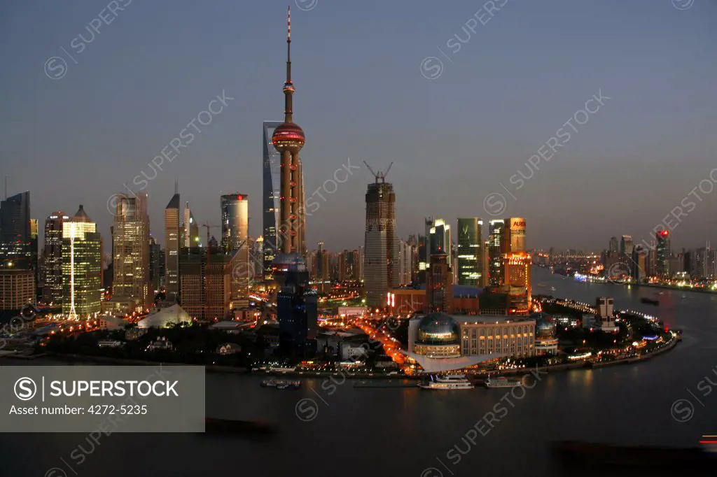 China, Shanghai. View from the Hyatt on the Bund Hotel in Shanghai.